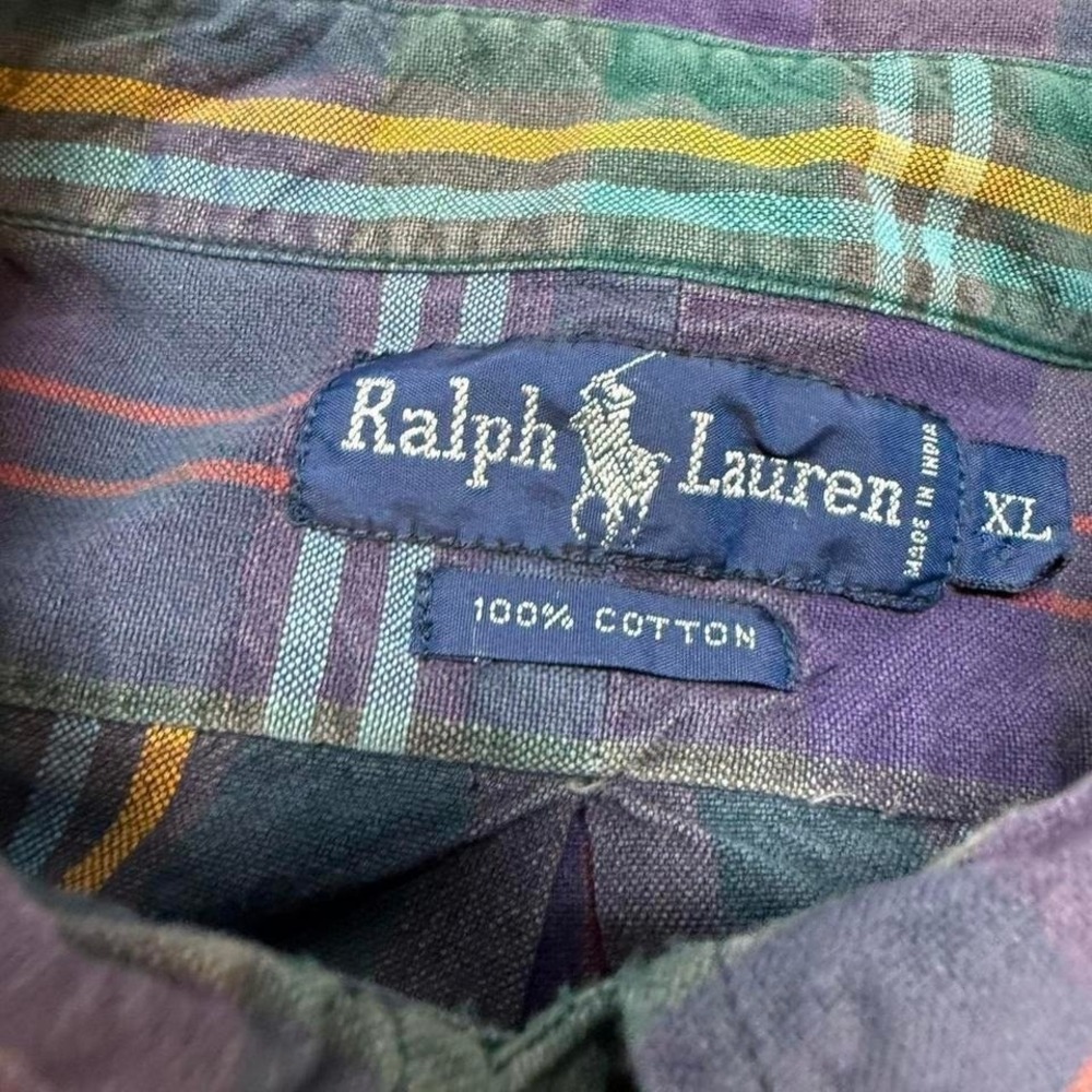 Vintage 1990s Ralph Lauren Purple Plaid Button Up - Picture 2 of 2